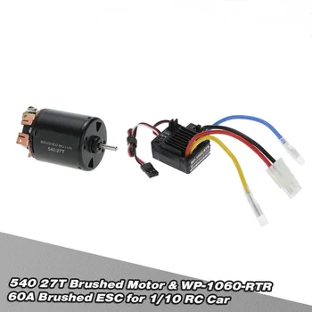 

540 27T 4 Poles Brushed Motor and WP-1060-RTR 60A Waterproof Brushed ESC Electronic Speed Controller with 5V/2A BEC for 1/10 RC