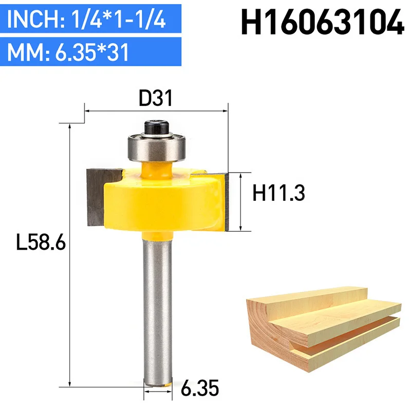 HUHAO 1 шт. 1/" хвостовик Т-образные деревообрабатывающие фрезы для резьбы по дереву долбежные Фрезы с ЧПУ комбинированные фрезы - Длина режущей кромки: H16063104