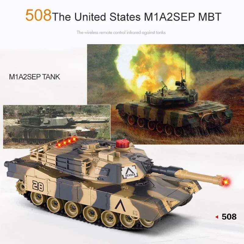 2pcs 1/32 Scale Twin Infrared Battle Tank Shooting Military BB Fighting Bullets Car Toys with Rotate Life Indicator