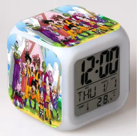 Семь Драконий жемчуг, цифровой будильник, 3D постер для ламинирования, светодиодный Будильник с одним лицом для детей, рождественский подарок, часы для комнаты, Мультяшные игрушки - Цвет: Лиловый