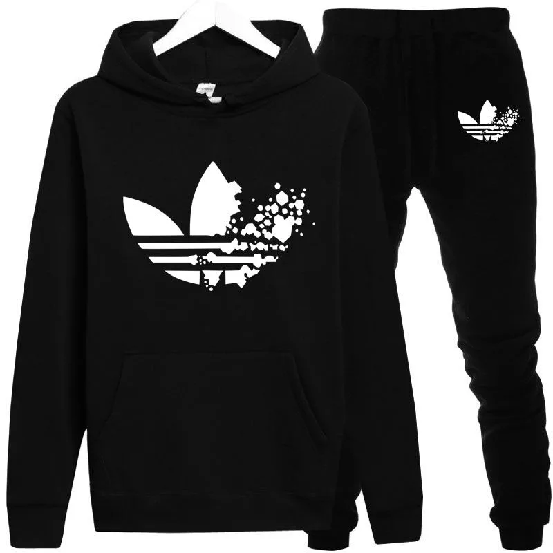 

A DI 2019 Autumn Brand Tracksuit Men Thermal Underwear Men Sportswear Sets Fleece Hoodie+Pants Sporting Suit Malechandal Hombre