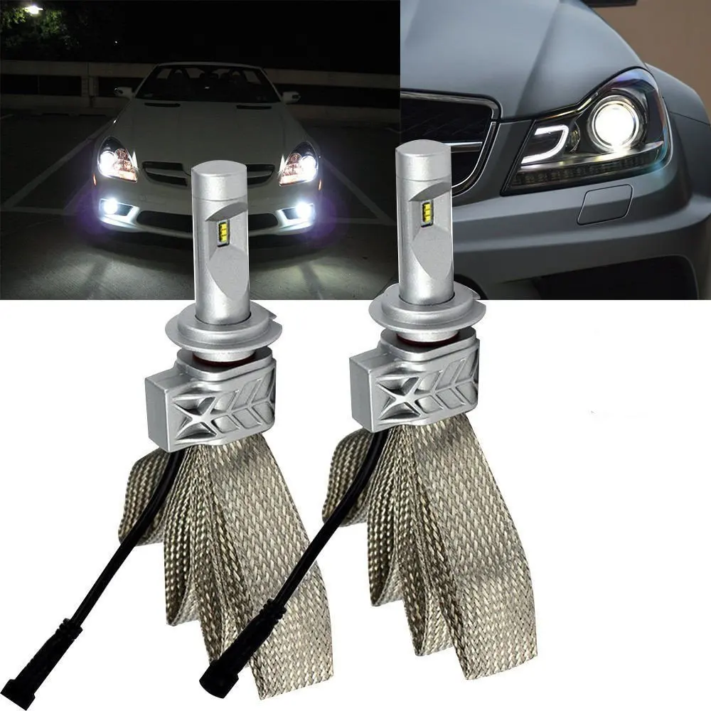 H7 H4 LED Headlight Kit 55W 8000LM Fanless LUMILED LUXEON ZES LED Chips