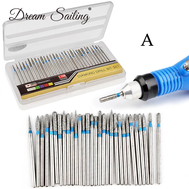 Günstig 30 stücke Nagel Bohrer Bit Carbide Bits Häutchen Reiniger Nail art Werkzeug Elektrische Maniküre Bohrer Maschine Spitzen Nagel Zubehör