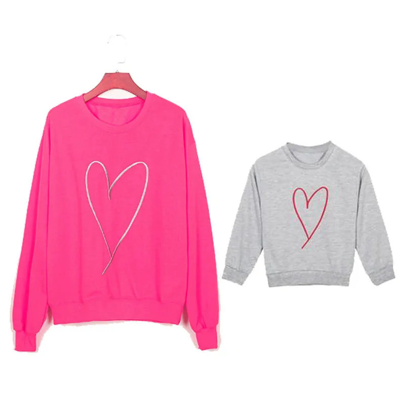 Mother and Daughter Matching Clothes Fall Long Sleeve Knitted Sweater Pink Warm Family Outfit