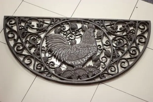 Outdoor Cast Iron Doormat Half Round 81cm Iron Cock Scrolled Doormat Antique Finish Decorative Door Mat