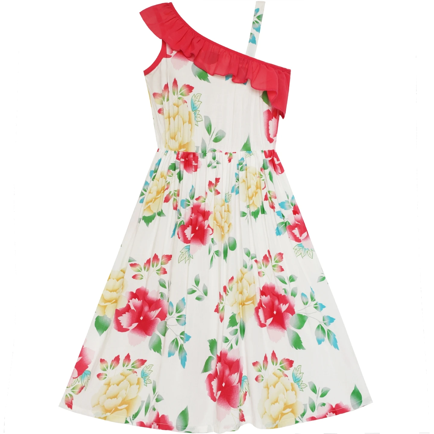 Sunny Fashion платья для девочек платье Цветок Девушка Платье Цветочный Одно плечо