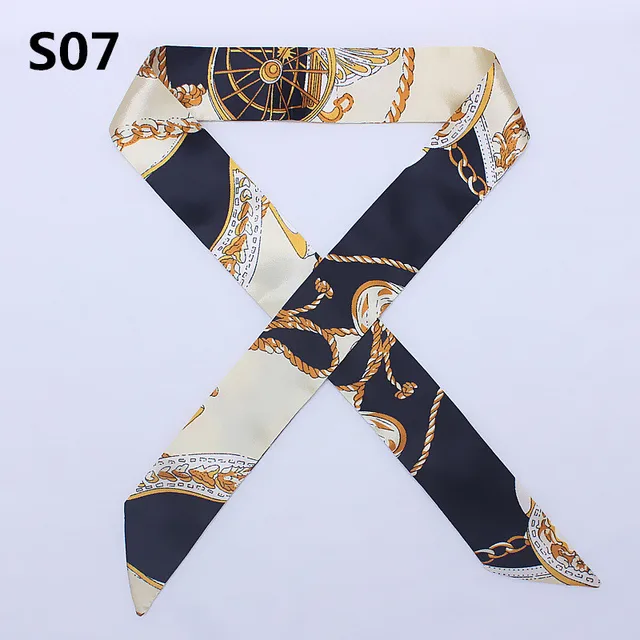 47 Colors Brand Bandana Small Silk Bag Scarf Women Head Hijab Scarf Long Skinny Scarves For Ladies Fashion Headband 5