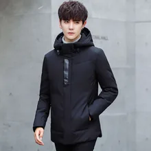 Зимняя новая мужская пуховая куртка повседневная мужская толстая пуховая куртка с капюшоном белая пуховая куртка с капюшоном мужская однотонная теплая верхняя одежда на молнии топы