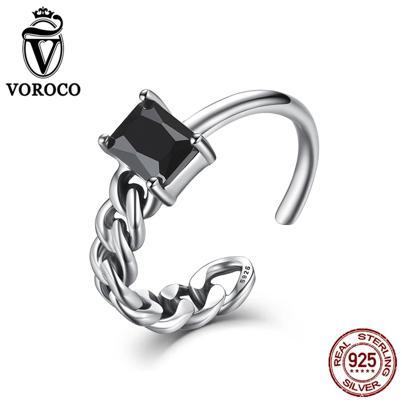 Voroco Настоящее стерлингового серебра 925 черные туфли высокого качества
