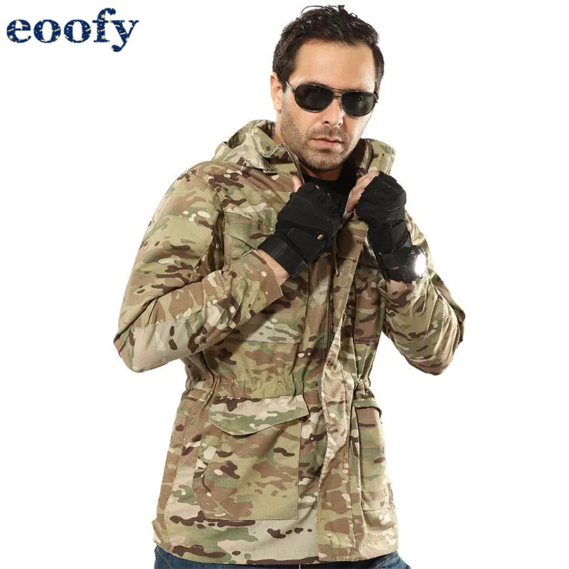 

M65 Military Camouflage Male Clothing US Army Tactical Men's Windbreaker Hoodie Field Jackets Outwear Coats With Hat