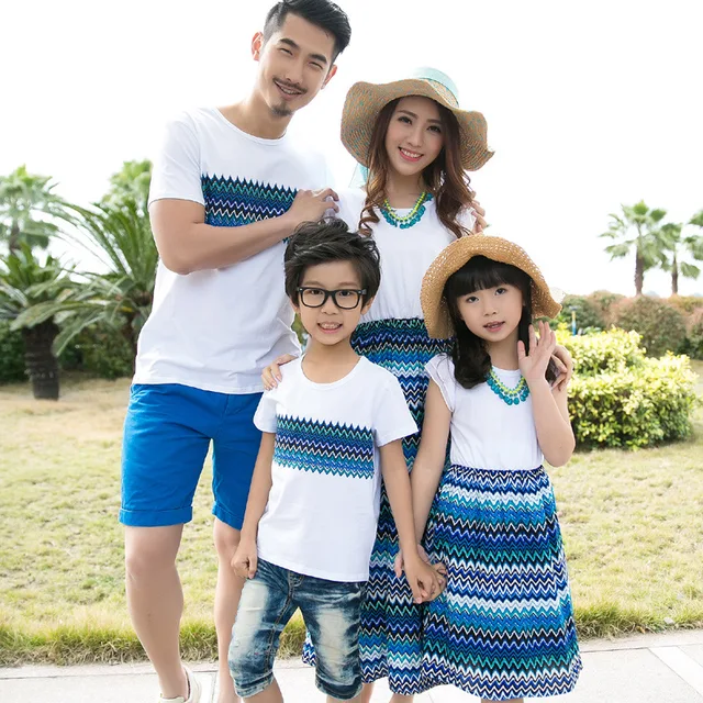 Summer Mother Daughter Dress Bohemia Holiday Beach Summer Mother Daughter Dress Bohemia Holiday Beach Family Matching Outfit Modal Blue Clothes