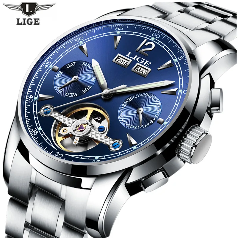 

Relojes LIGE Male Automatic mechanical Sport Watch Men Luxury Brand Casual Watches Men's Wristwatch army Clock relogio masculino