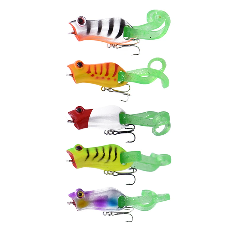 

Ningyo Hime 5PC Plastic Hard Popper Top Water Fishing Lures 5.5cm/10.2g Bass Baits Assorted Colors Hard Lures Fishing Tackle