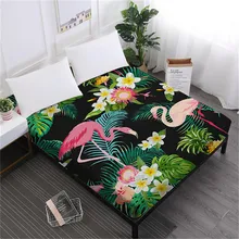 Green Leaves Flowers Print Bed Sheet Flamingo Plant Painted Fitted Sheet Twin Full King Queen Mattress Cover Soft Bedclothes D35 Green Leaves Flowers Print Bed Sheet Flamingo Plant Painted Fitted Sheet Twin Full King Queen Mattress Cover Soft Bedclothes D35