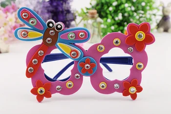 

4pcs/lot Montessori Educational Toy Creative DIY Manual Montessori EVA Glasses Stickers Crystal Diamond Painting Craft For Kids