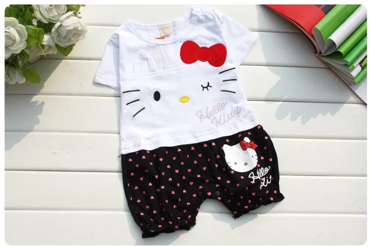 

Lovely Summer Baby Girls Hello Kitty Cotton Romper Infant Kids Girls One-Piece Jumpsuits Clothes Free Shipping