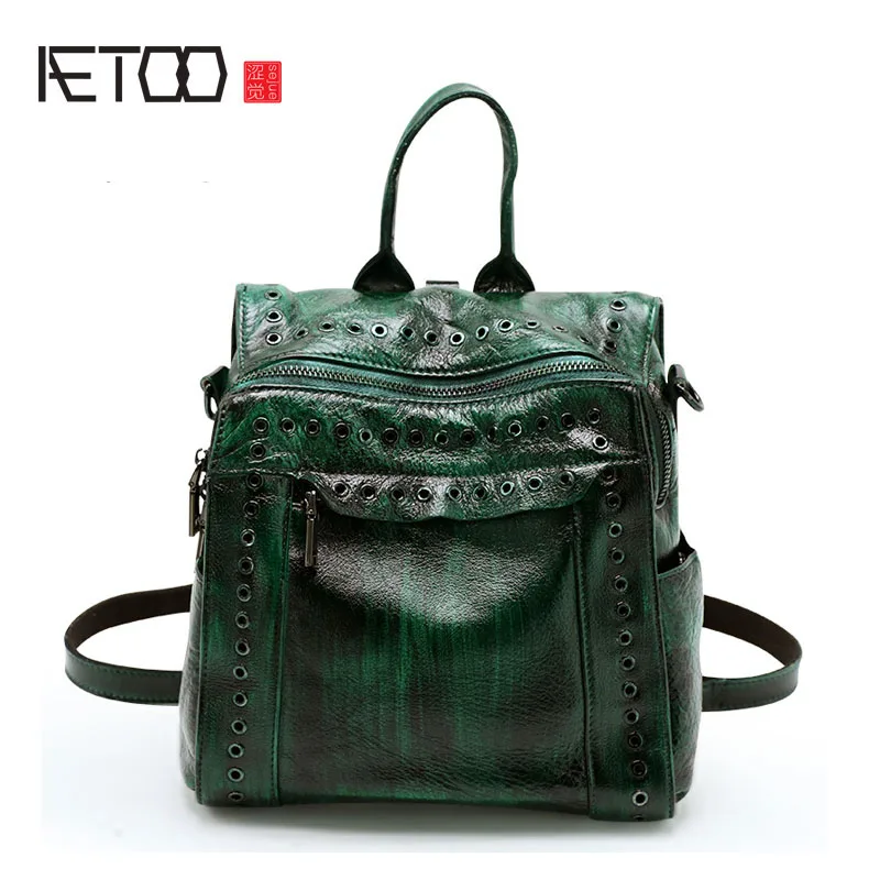 

AETOO Shoulder Bag New Women's Leather Travel Messenger Female Retro Backpack