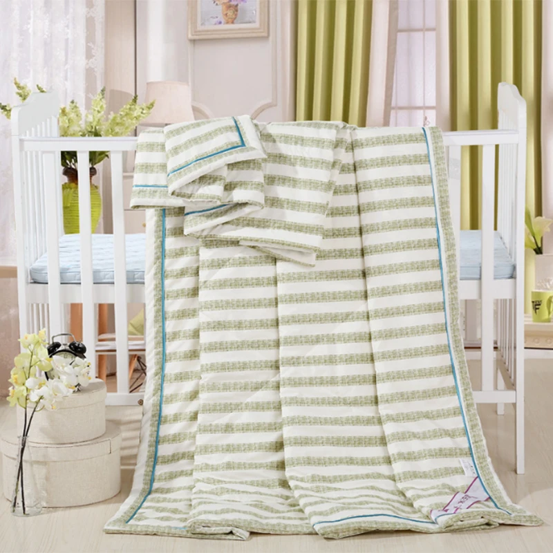 

Hongbo 100% Cotton Summer Stripes Quilt Washable Quilt for Adults Smooth Soft Blanket