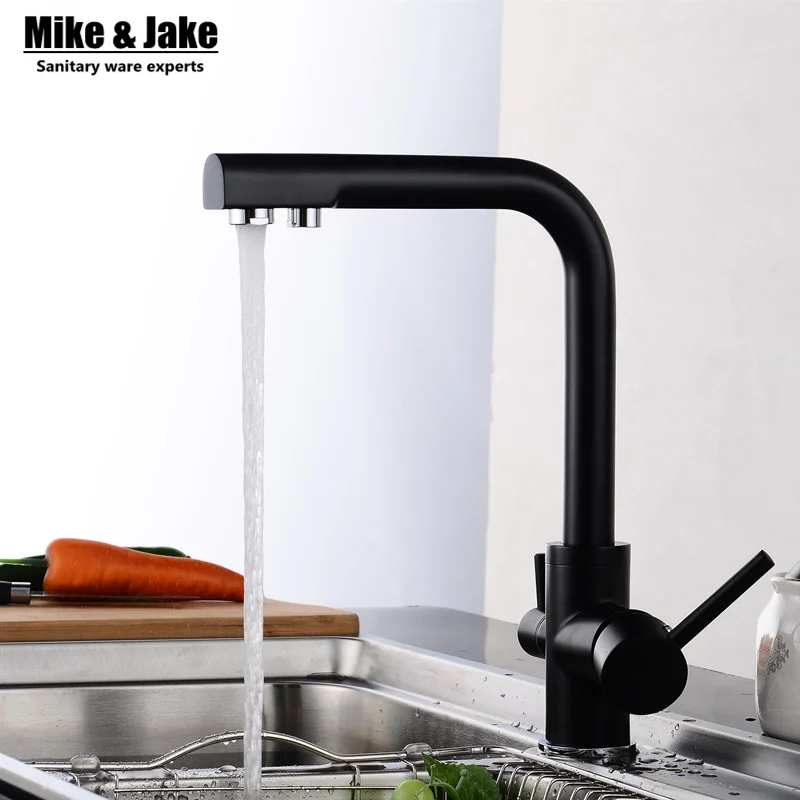 Buy Black paint 3 way water filter kitchen faucet pure