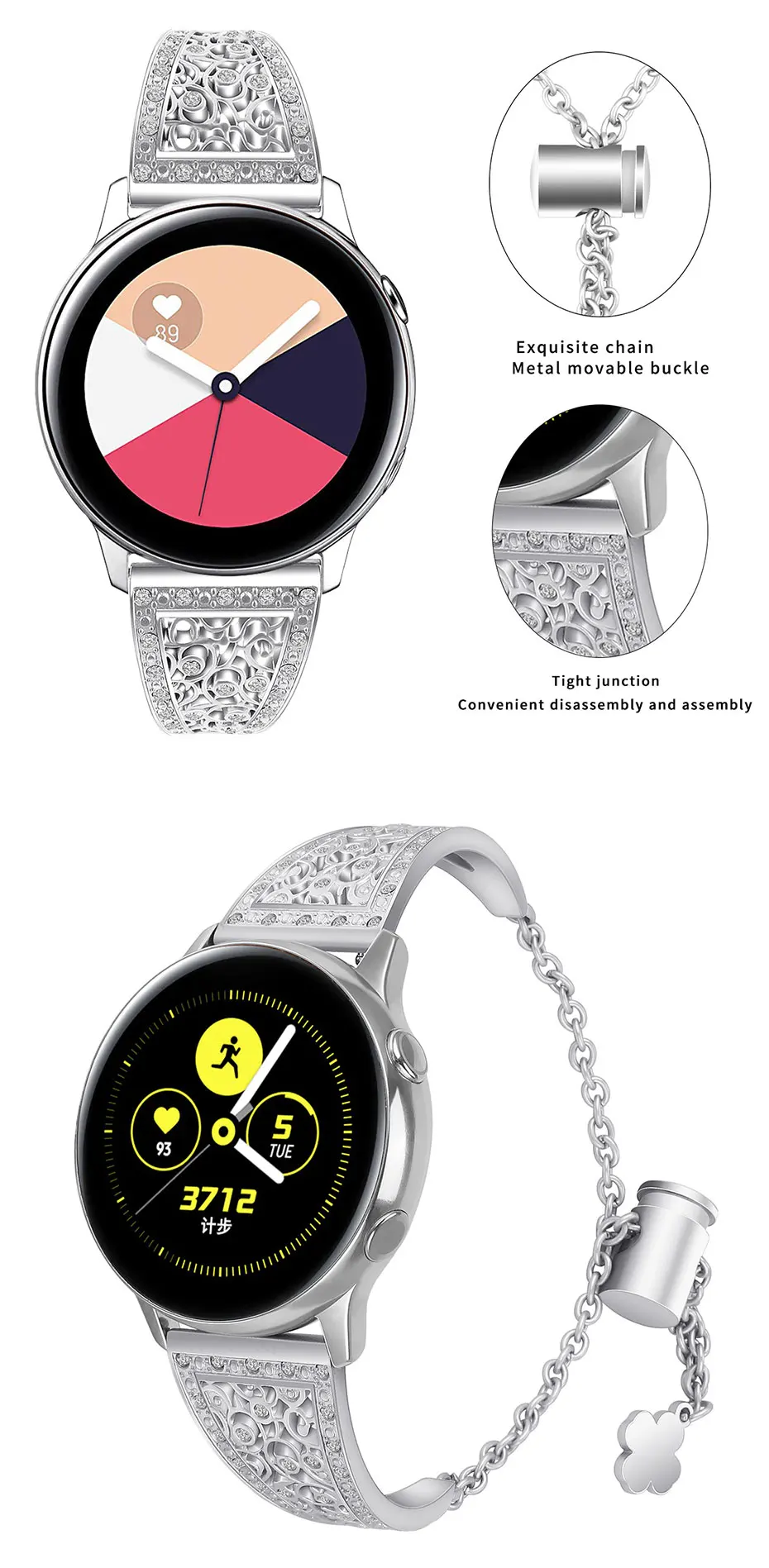 UTHAI S10 для samsung Galaxy Watch 42 мм/46 мм цветок металлические алмазные ремешки для часов
