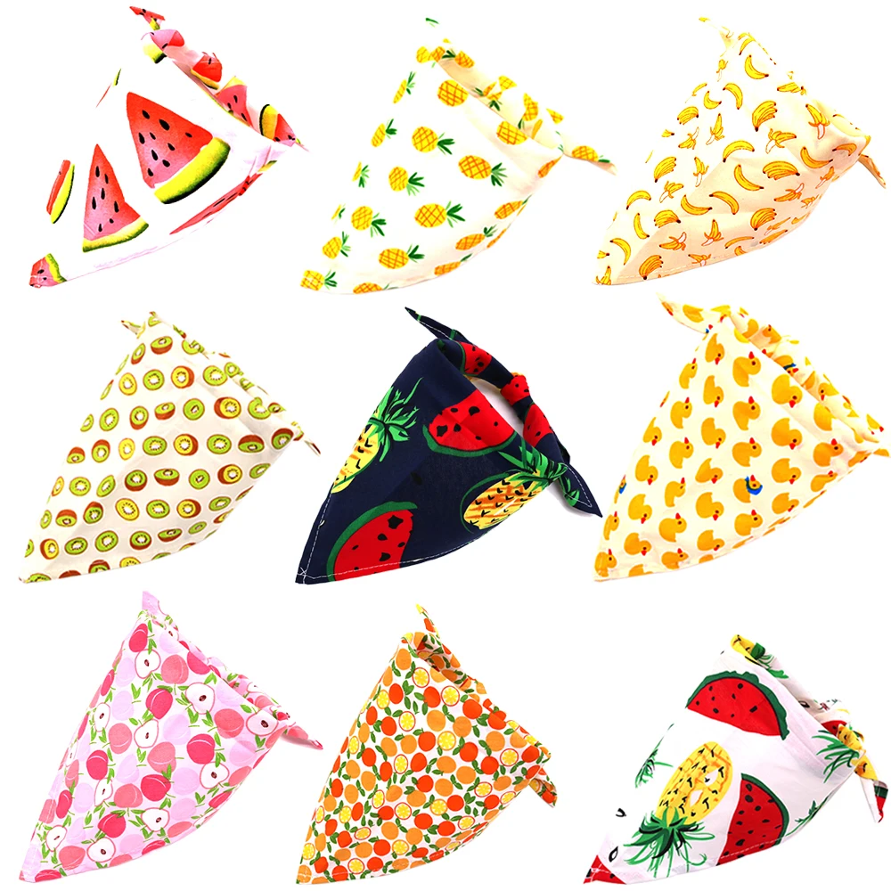 

1 Pcs Dog Bandana Summer Pattern Fruit Print Pet Dog Scarf Adjustable Size Dog Cat Bow Tie Pet Grooming Accessories Dog Bandana