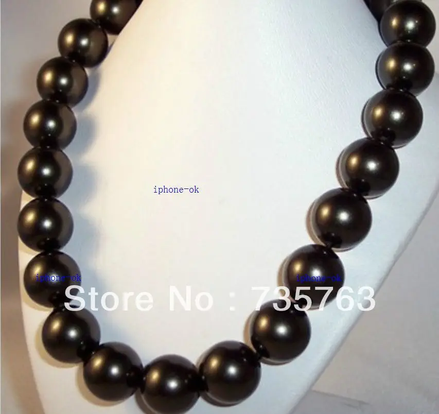 

HOT 00312 Sales huge promotion AA+12-13mm south sea black pearl necklace 18"14k