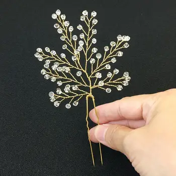 

2pc Crystal Fern Leaf Hairpin Vine Clip Hair Pins Bride Hair Jewelry Wedding Hair Accessories For Women Pince Cheveux WIGO1108