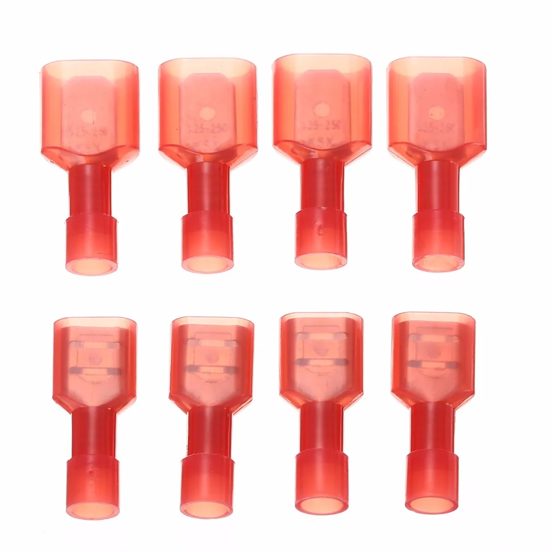 NEW 50pcs Red Nylon Quick Disconnect Connector Terminals 18-22 AWG Male & Female Insulated Crimp Terminals