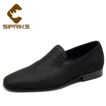 

Sipriks mens black mesh shoes casual slip on buesiness work shoes male wedding party enening wear shoes square toe moccasins 44