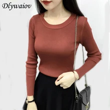 Modis Sweater Women 2018 Knitted Pullovers Elastic O Neck Slim Temperament Female Solid Color Long Sleeve Fall Winter Sexy Hight