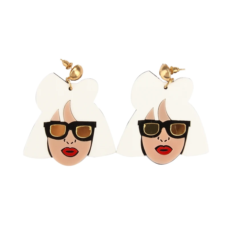 Женские акриловые серьги в стиле хип-хоп - Окраска металла: stud earrings
