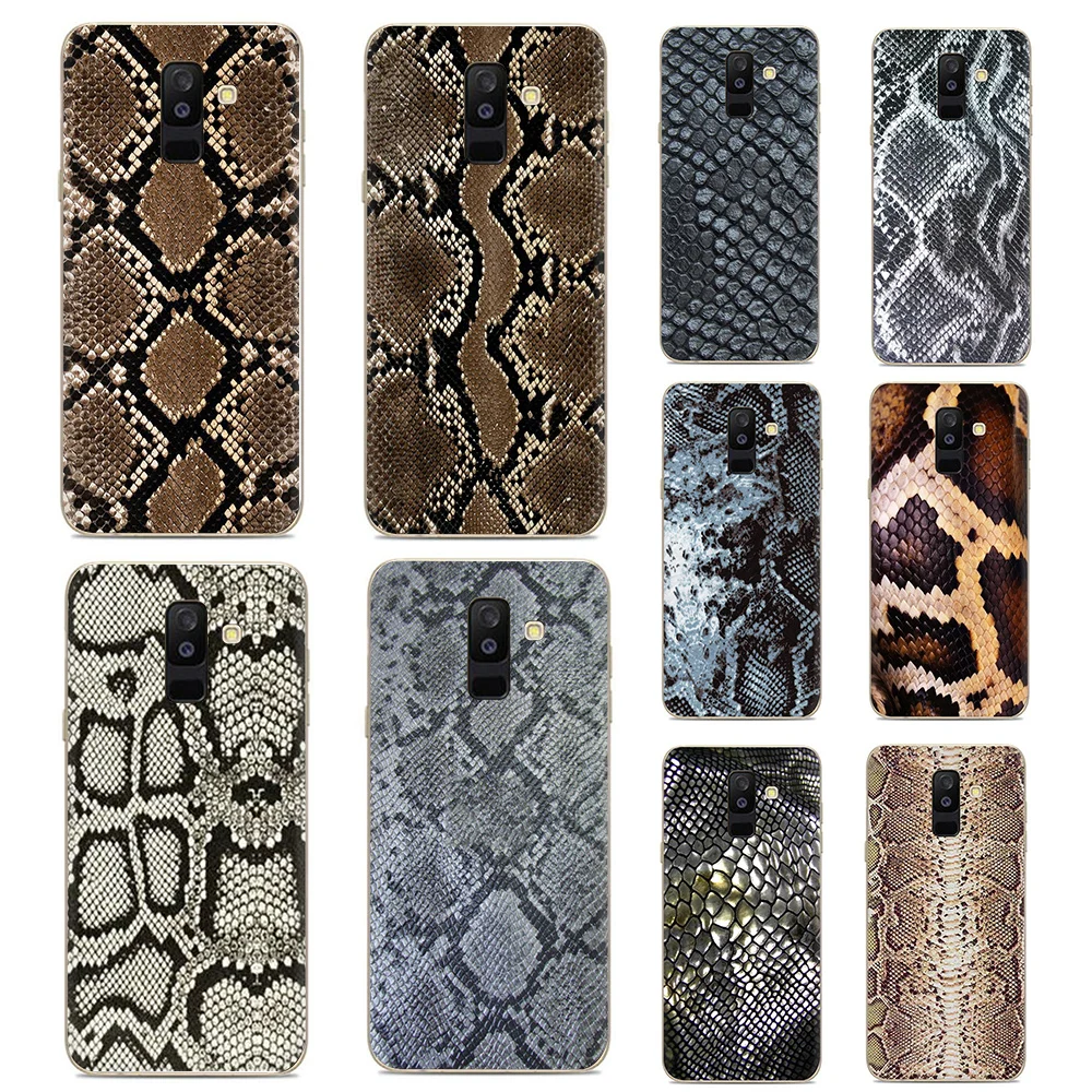 Силиконовый чехол из змеиной кожи питона для Galaxy A3 A5 A6 plus A7 A8 A9 S6 S7 Edge S8 S9 S10 S10e Note 8 9