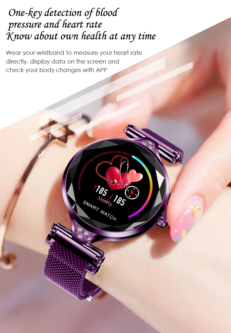 Смарт-Браслет фитнес-часы для женщин умный браслет женские роскошные часы соединяются с android для iphone 7 8 X samsung huawei