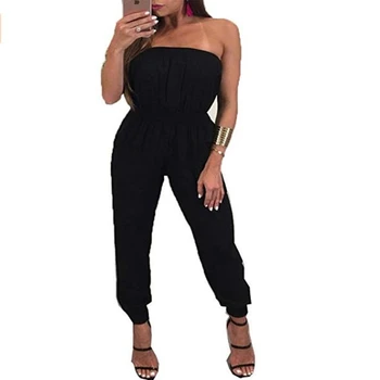 

Women Jumpsuit Strapless Off Shoulder Summer Jumpsuit Black Romper Trousers Bodycon Party Clubwear Backless Female Jumpsuit