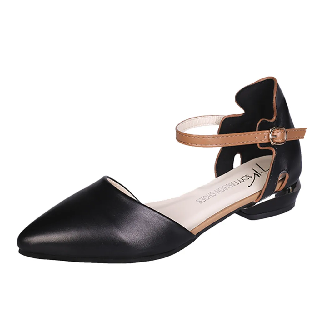 

SAGACE Women's Fashion Casual Solid Pointed Toe Sandals Square Heels Buckle Strap Shoes Sexy High Quality Sandals Ladies Shoes