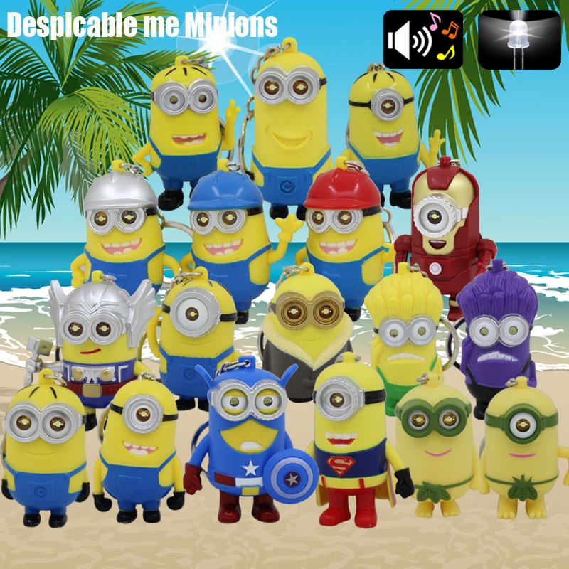 

Wholesale all off Minions Keychain 3D talk Minions led keychain with sound Christmas Xmas gift Children gift car bag hang