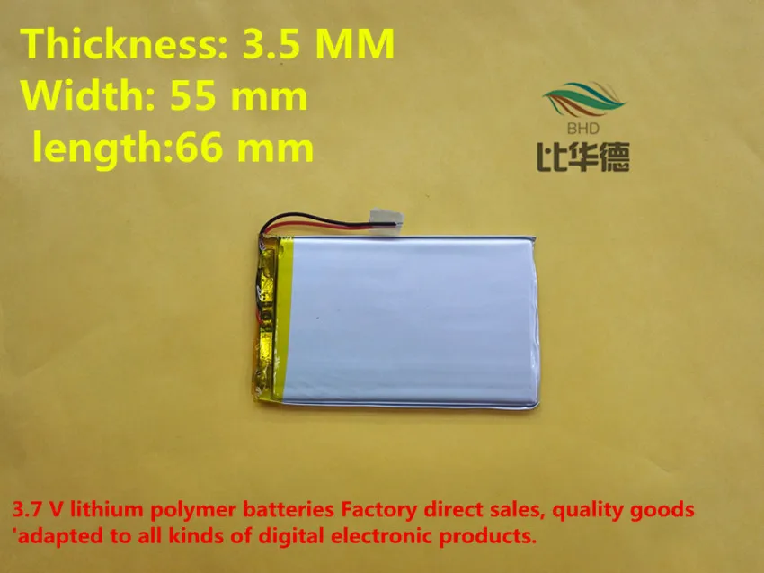 

(free shipping)Polymer lithium ion battery 3.7 V, 355566 can be customized wholesale CE FCC ROHS MSDS quality certification