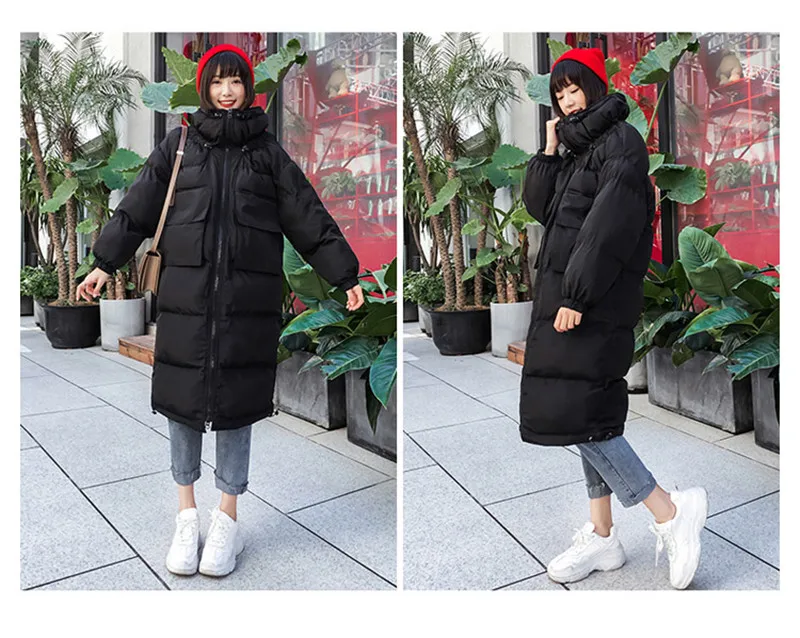 Новое зимнее пальто, женское пуховое хлопковое пальто, облегающее красное пальто, женские длинные парки, уплотненные пуховые хлопковые куртки x164