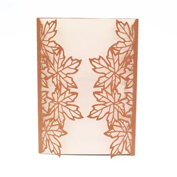 

Maple leaf bronze color laser cut wedding invitation card