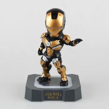 

Anime Supehero Iron Man 2 Mark IV Black Q Version MK 4 Lighting PVC Action Figure Ironman Figurine Doll Model Kids Toys 3 Colors
