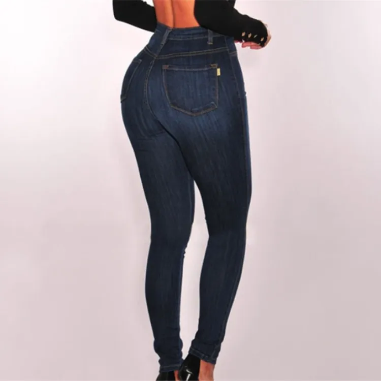 Узкие женские узкие брюки-карандаш в английском стиле, сексуальные джинсы с высокой талией и пуговицами, Женские винтажные джинсовые брюки размера плюс