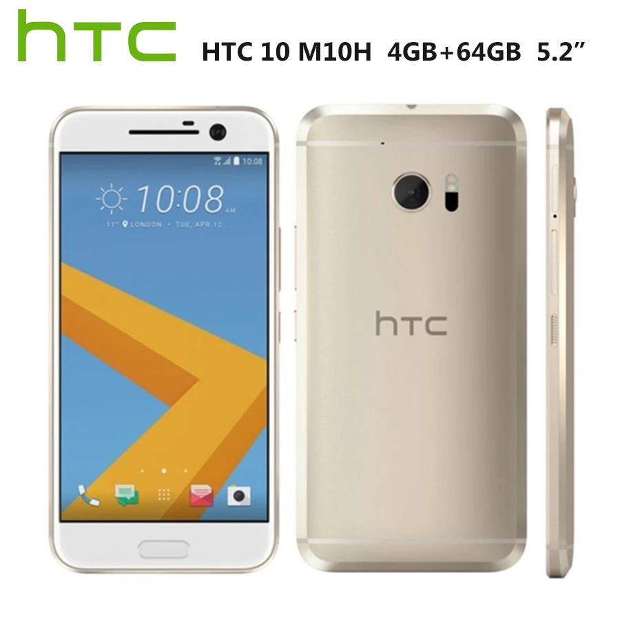 Мобильный телефон htc 10 M10H 4G, 5,2 дюймов, 1440x2560 p, 4 Гб ОЗУ, 64 Гб ПЗУ, четырехъядерный смартфон Snapdragona820, 12 МП, Android, Google Play