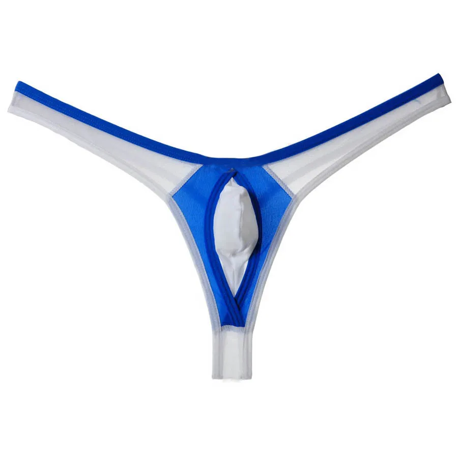 

Sexy Bikini Men's Thongs Fashion Mesh Mini Protruding Pouch Male Thong Underwear Elastic Nylon Underpants Men G-Strings