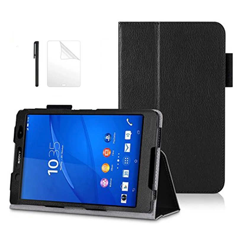 

Magnetic Folio Stand PU Leather Case for Sony Xperia Z3 SGP621 8.0 inch Tablet Flip PU Leather Stand Protective Case+film+pen
