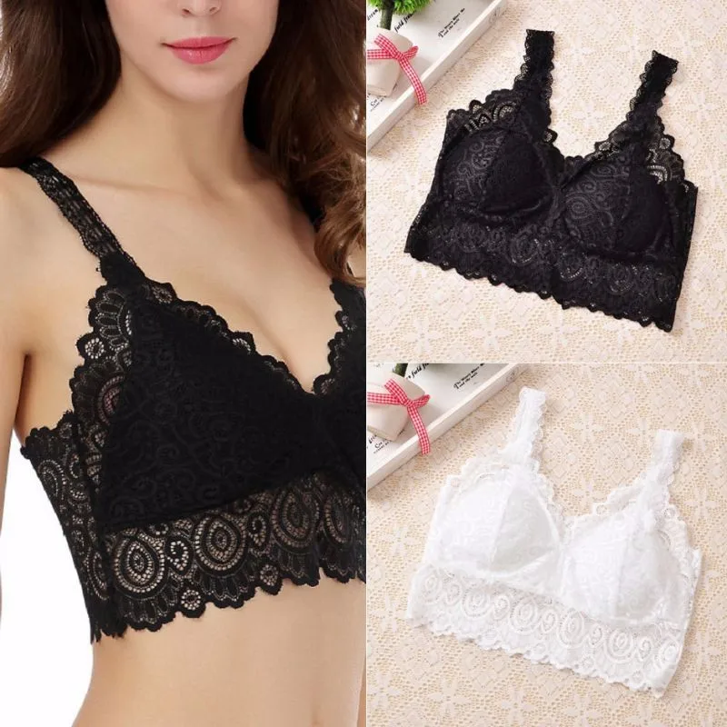 Underwear Sexy Full Lace Bra Straps Backing V Neck Half Wrapped Chest Anti Dic Female Tube Tops 2