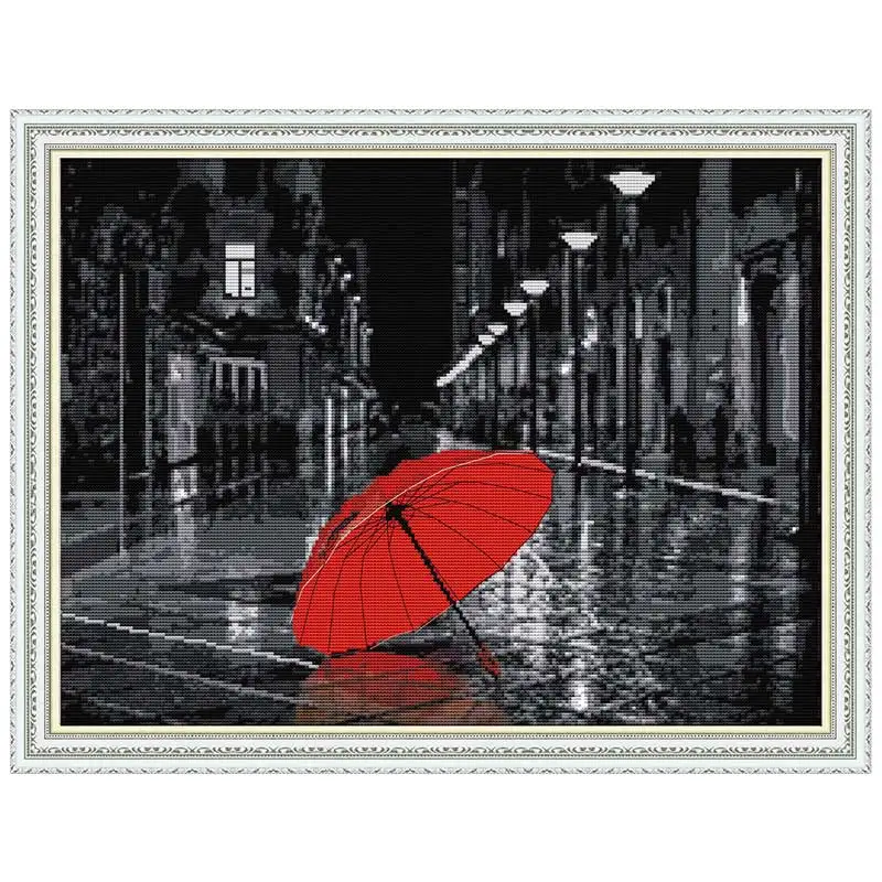 

14/16/18/27/28 The streets after the rain counted Cross Stitch Set Wholesale DIY Cross-stitch Kit Embroidery Needlework
