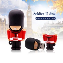 Hot USB Flash Drive Pen Drive Handsome British Guard Cartoon Pen Drive 4GB 8GB 16GB 32GB 64GB Usb 2.0 Memory Stick Free Shipping