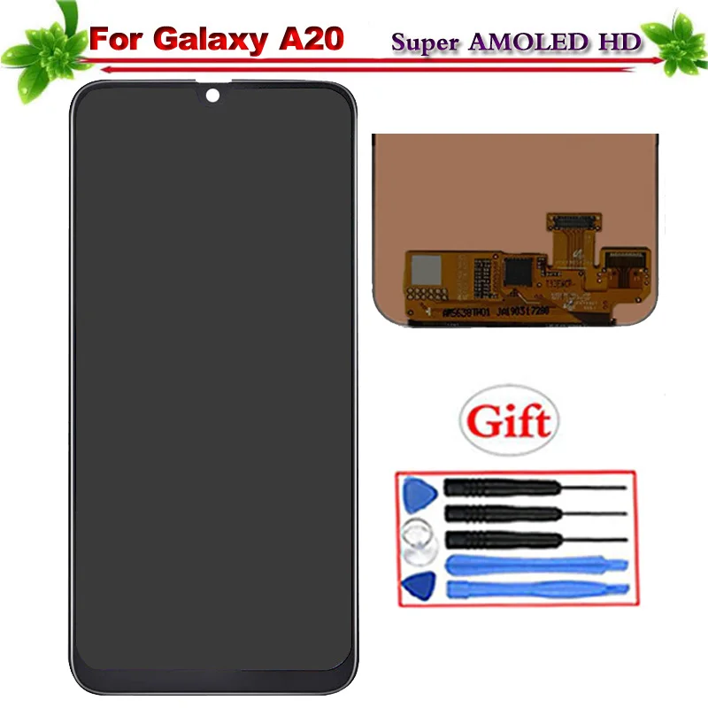 

6.4" for Samsung Galaxy A20 LCD Display Touch Screen Digitizer Assembly for Galaxy A20 A205F A205FD Lcd Display Super Amoled