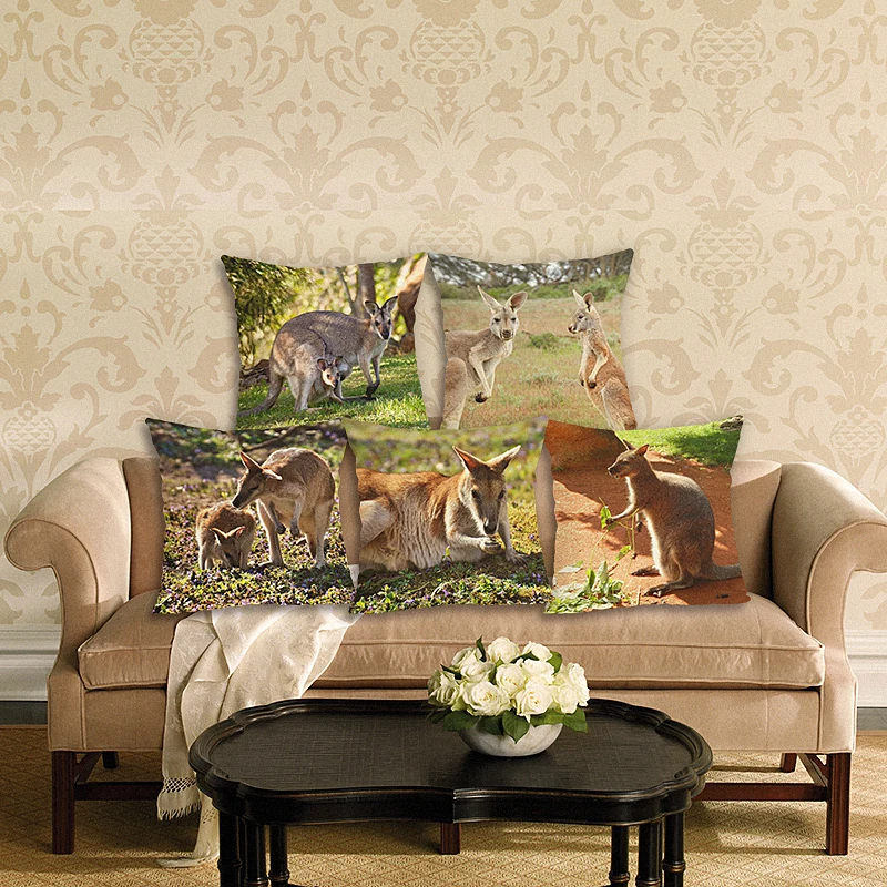 

Hello HD Kangaroo Cushion Cover Cotton Linen Pillow Case Throw Home Wedding Decorative Pillowcase Cushion Covers