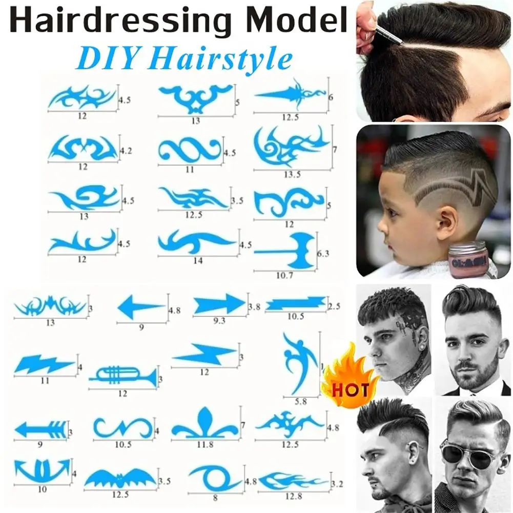 

16Pcs/Pack Hair Styling Tattoo Template Stencil DIY Hairdressing Model Trimmer Salon Barber 16 Pcs